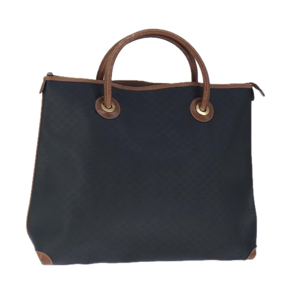 GUCCI Micro GG Canvas Hand Bag PVC Leather Black Brown Auth ep6684 - Picture 1 of 16